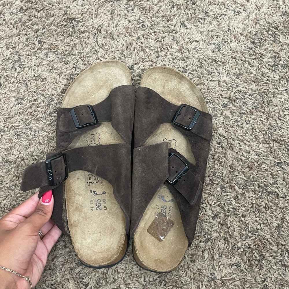 Birki's by Birkenstock Salina Brown Suede Sandals Mens 8 Womens 10 EU 41 READ